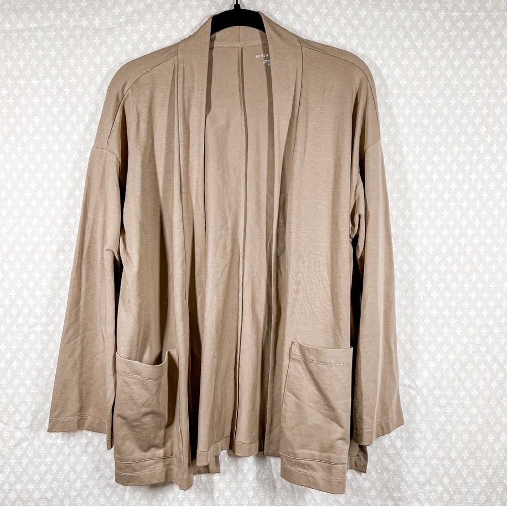 Eileen Fisher Tan Organic Cotton Blend Cardigan‎